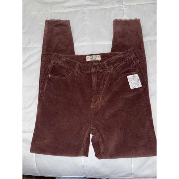NWT FREE PEOPLE We The Free Women's Corduroy Cropped Pants Brown SZ 4 / FP 27 🆕 - Picture 1 of 6